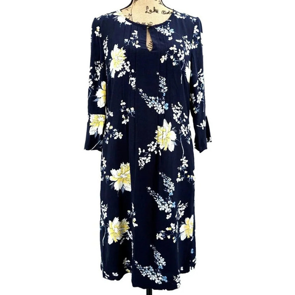 LAURA ASHLEY Dress Women 6 Floral Bloom Long‎ Sleeve Zipper Pockets Lined Modest - Picture 1 of 11